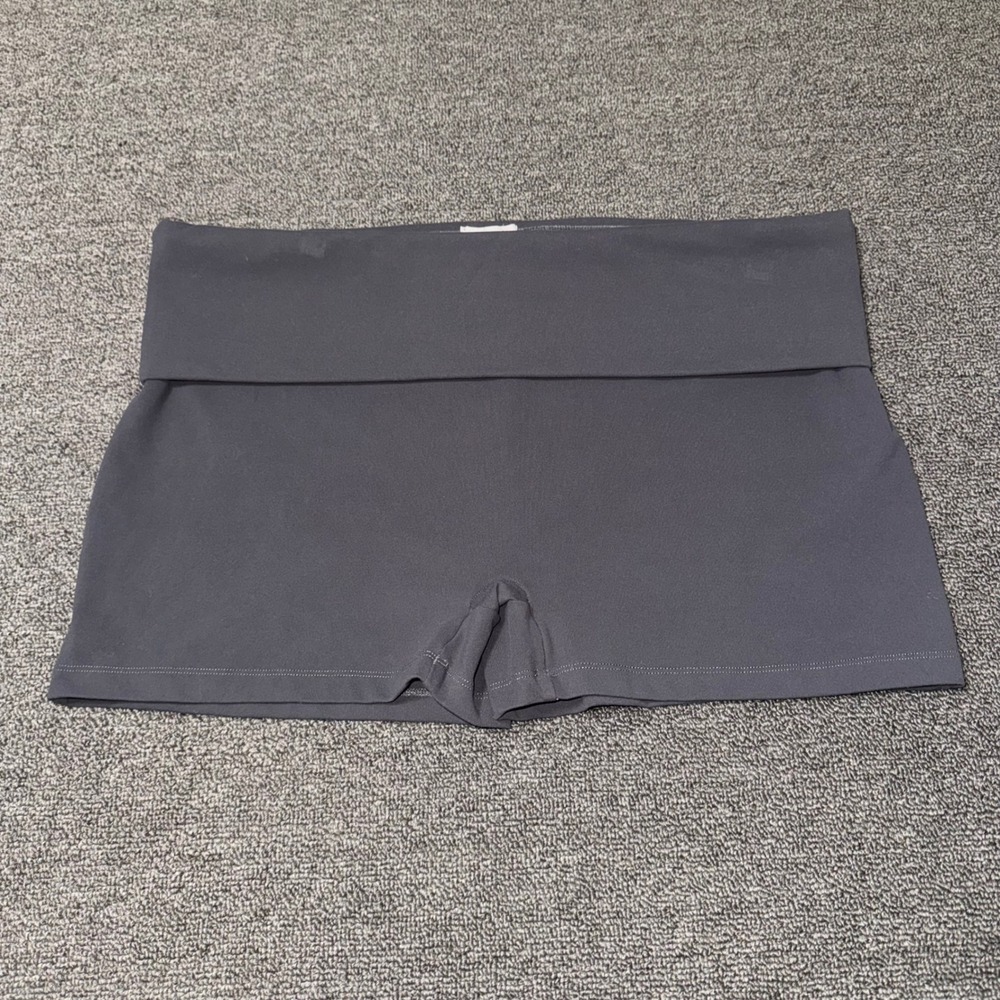 GARAGE Gray Fold Over Waist Active Yoga Shorts Athletic Performance Women's XL